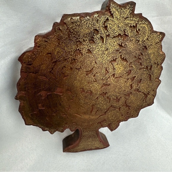 Tree Of Life Art Carved Wood & Metal Inlay Wall Display Tarkashi - Picture 2 of 5